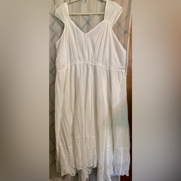 Lane Bryant 26 3X NWT Cotton eyelet midi beach wedding dress - Picture 2 of 10